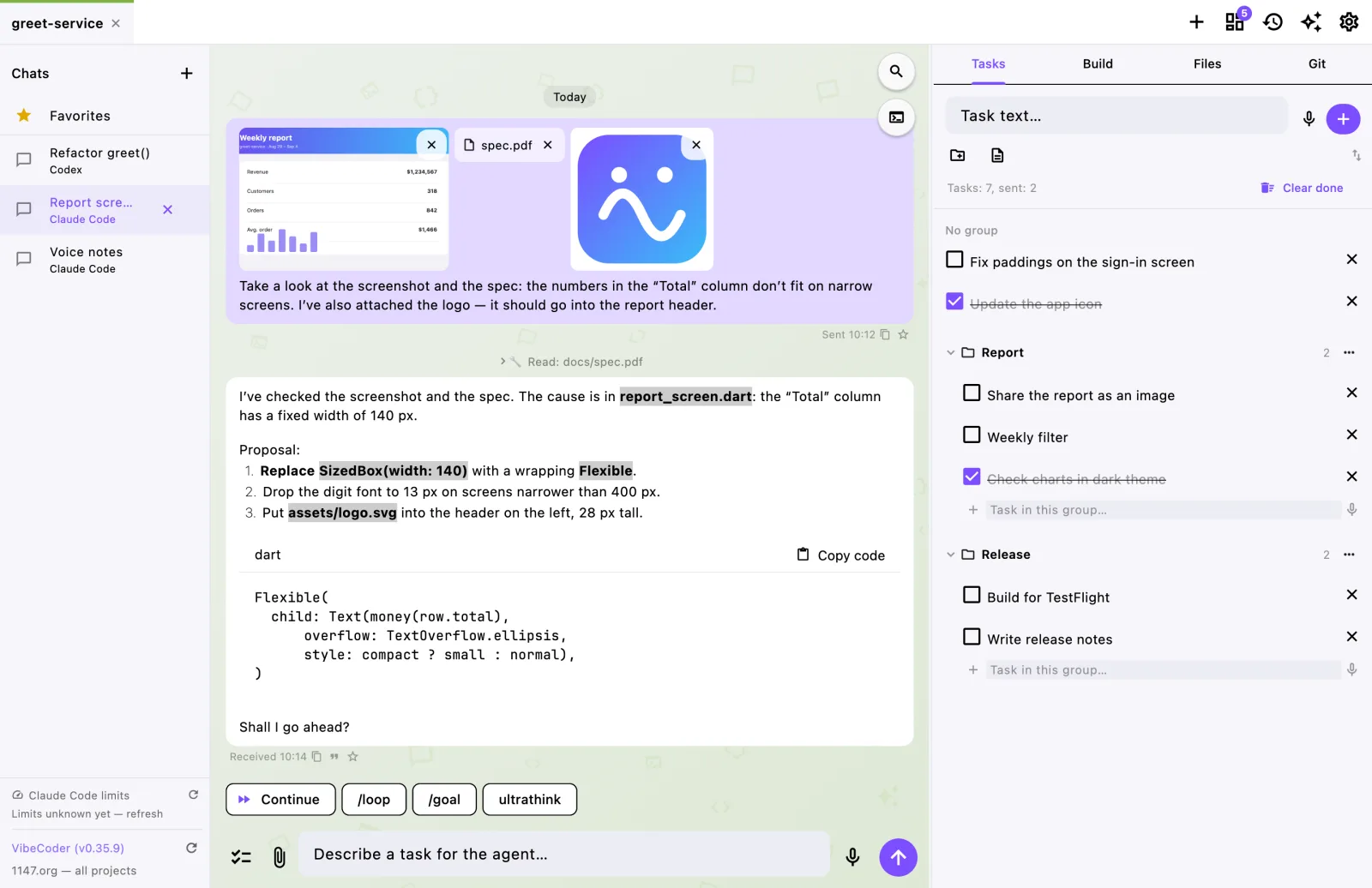 VibeCoder: a chat with an agent over a project folder